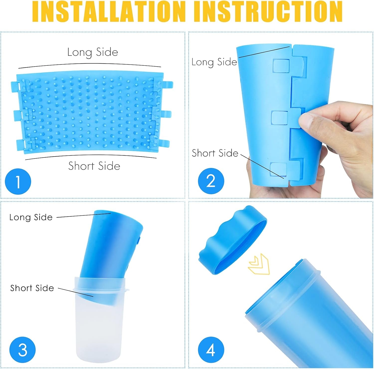 Dog Paw Cleaner, Paw Cleaner Cup with Dog Poo Bags Leash Dispenser, Dog Paw Washer, Pet Paw Cleaner with Waste Bags, Pet Cleaner, Perfect for Removing Dirts after Daily Walk (Small, Blue)