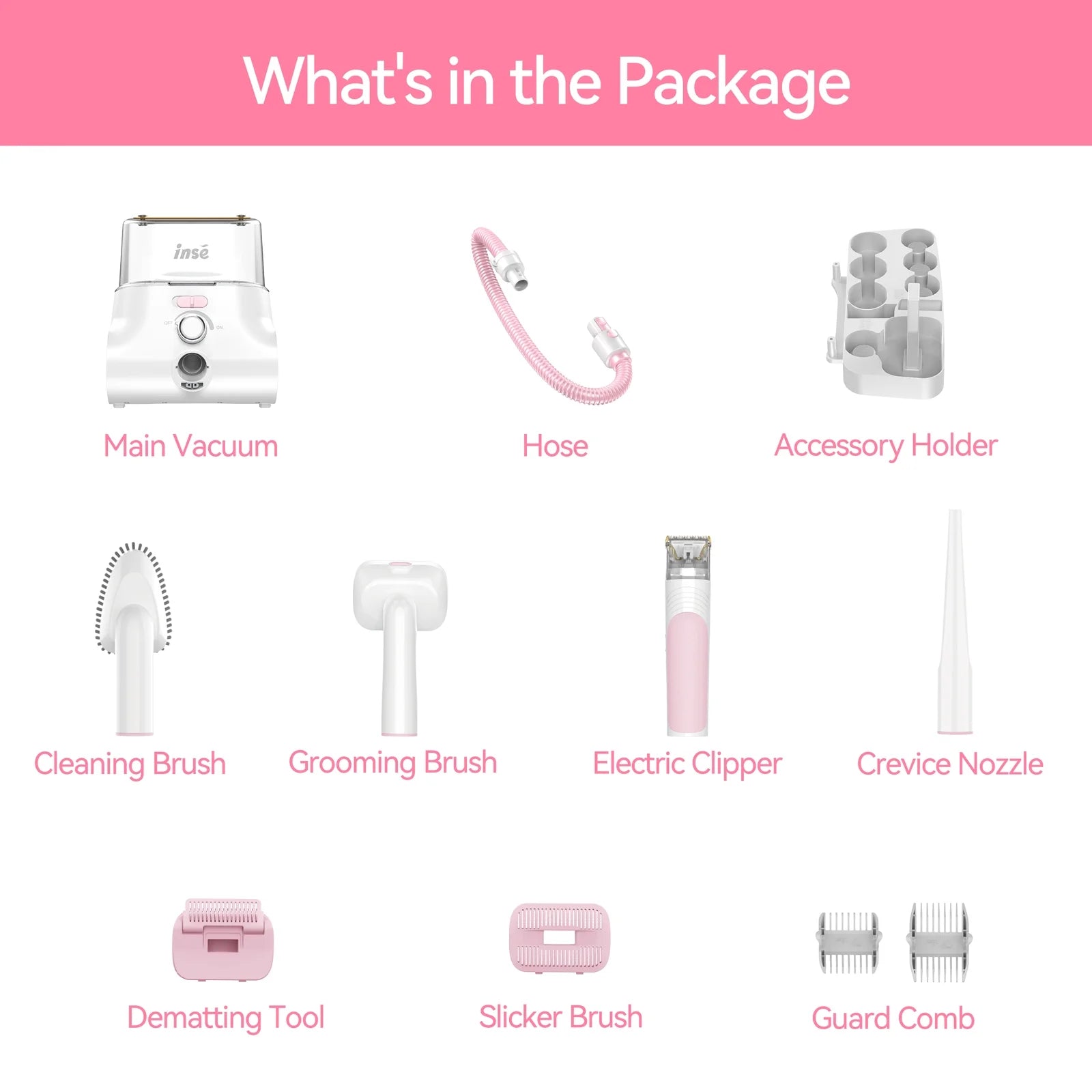 Grooming Vaccum, 4.5L Large Capacity Pet Grooming Kit & 5-In-1 Ultra-Low Noise Pet Grooming Vacu for Dog, Cat