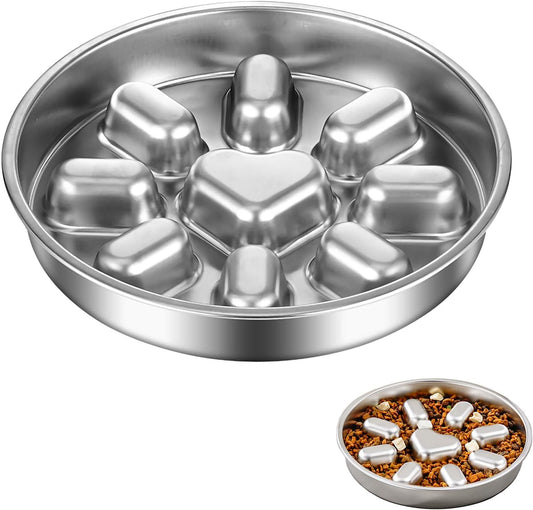 Stainless Steel Non Slip Slow Feeder Dog Bowl Metal Dog Food Bowls for Medium and Large Dogs, Fun Bloat Stop Pet Bowl Dog Water Bowl for Fast Eaters Slows down Pets Eating