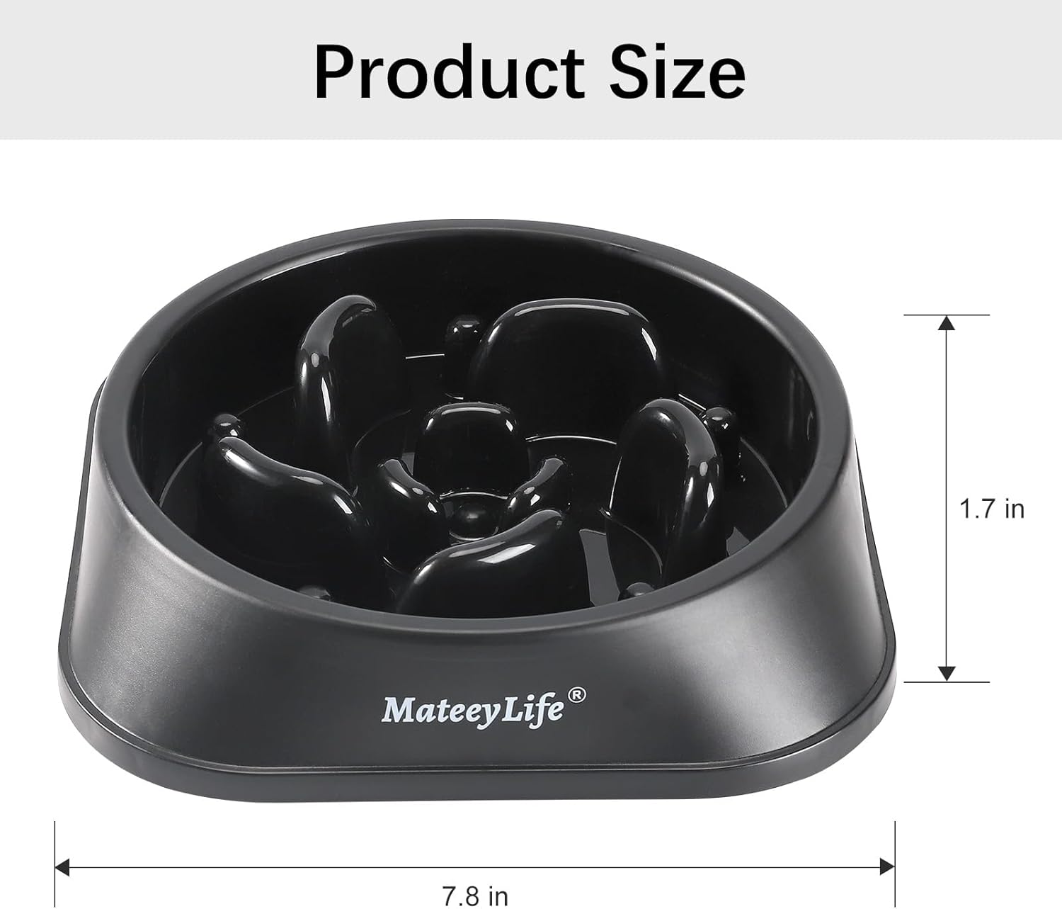 Basic Dog Bowls, Anti-Choking Puzzle Interactive Slow Feeder Dog Bowl to Slow down Eating for Small and Medium Dogs, Black 2 Cups(7.8 In)