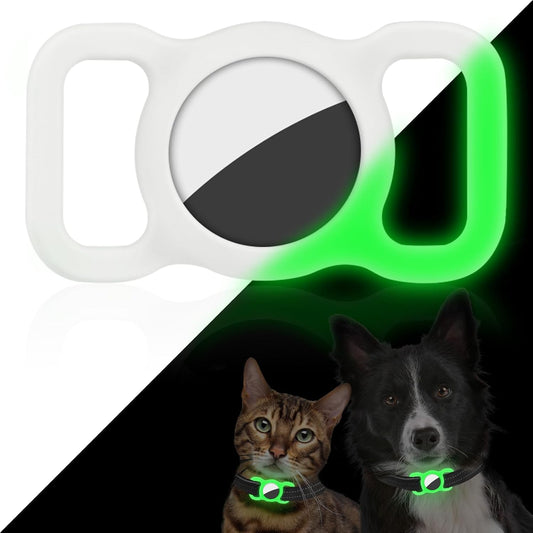Pet Protective Case for Apple Airtag GPS Finder, Silicone Dog Cat Collar Holder for Airtag, Pet Loop Holder, Safety and Anti-Lost Tracker Case for Apple Locator Tracker, Luminous Green