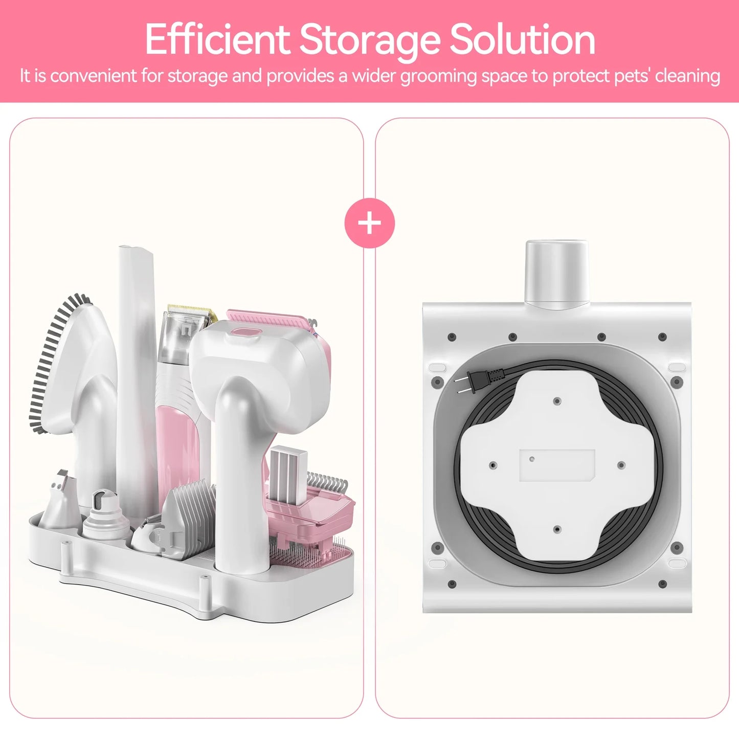 Grooming Vaccum, 4.5L Large Capacity Pet Grooming Kit & 5-In-1 Ultra-Low Noise Pet Grooming Vacu for Dog, Cat