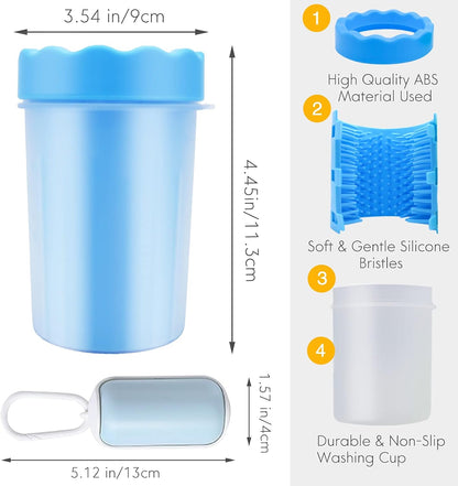 Dog Paw Cleaner, Paw Cleaner Cup with Dog Poo Bags Leash Dispenser, Dog Paw Washer, Pet Paw Cleaner with Waste Bags, Pet Cleaner, Perfect for Removing Dirts after Daily Walk (Small, Blue)