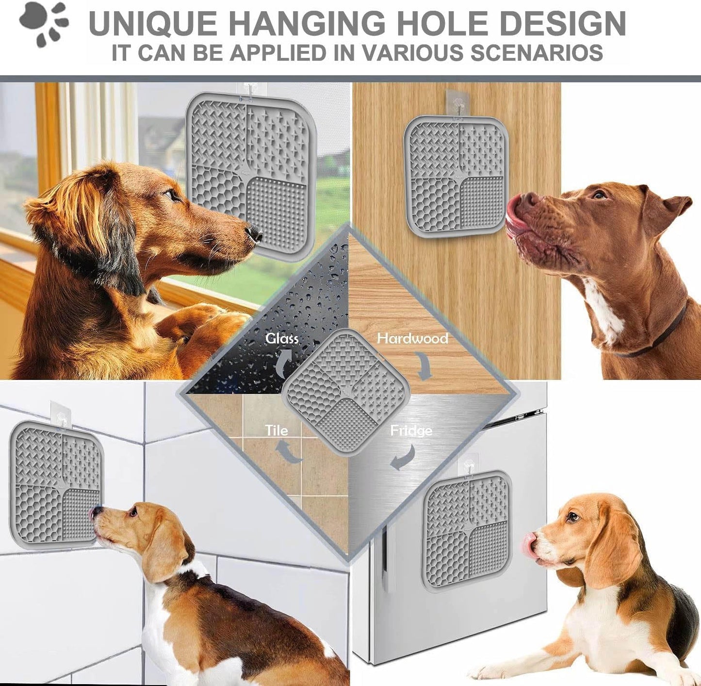 2 PCS Licking Mat for Dogs & Cats with Suction Cups, Dog Slow Feeder Lick Pat for Anxiety Relief, Dog Toys Feeding Mat for Butter Yogurt Peanut, Pets Bathing Grooming Training Mat (7.9''*7.9'')